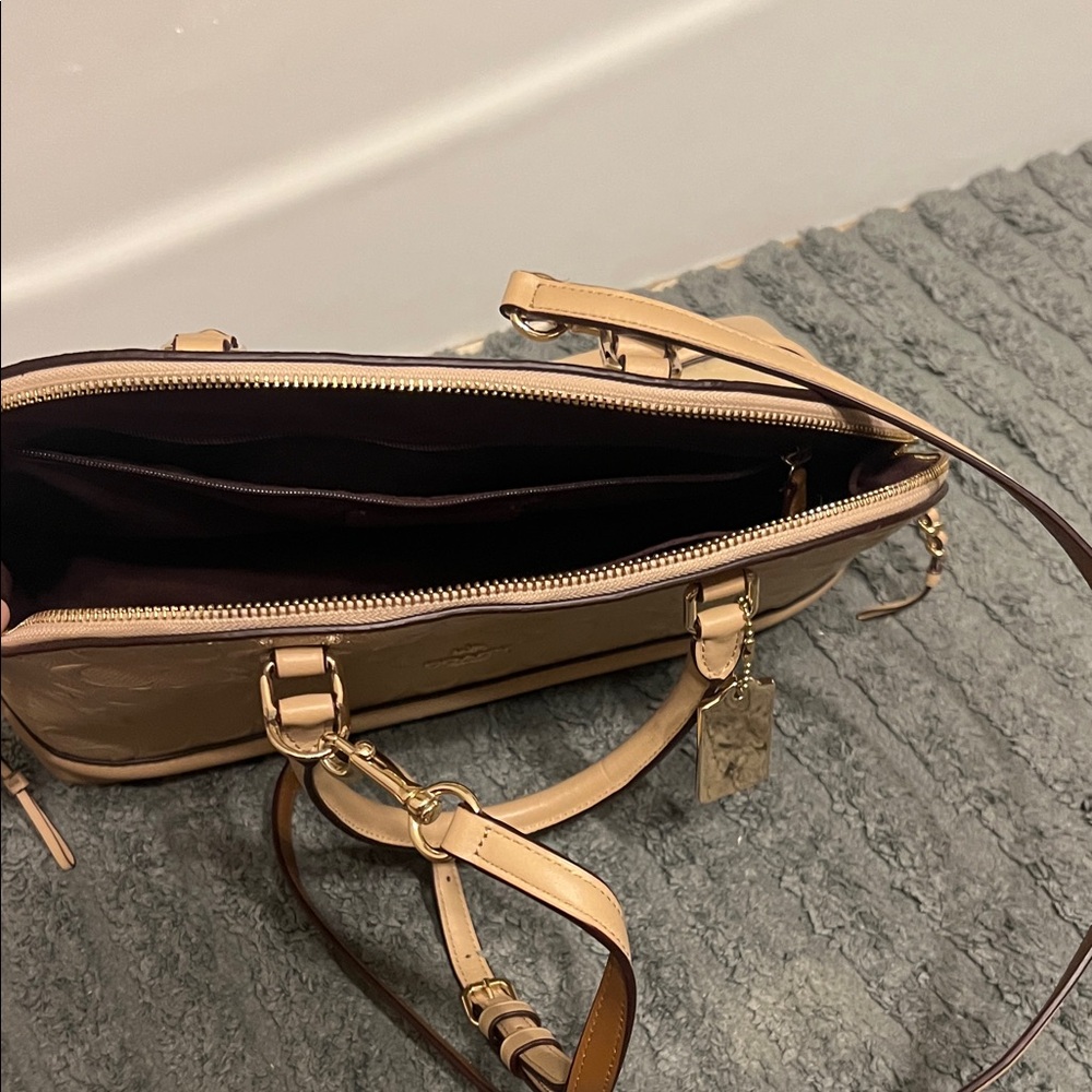 Coach Cream Embossed Satchel - Picture 6 of 11